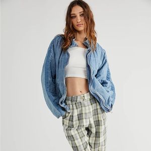 Free People Dolman Quilted Denim Jacket